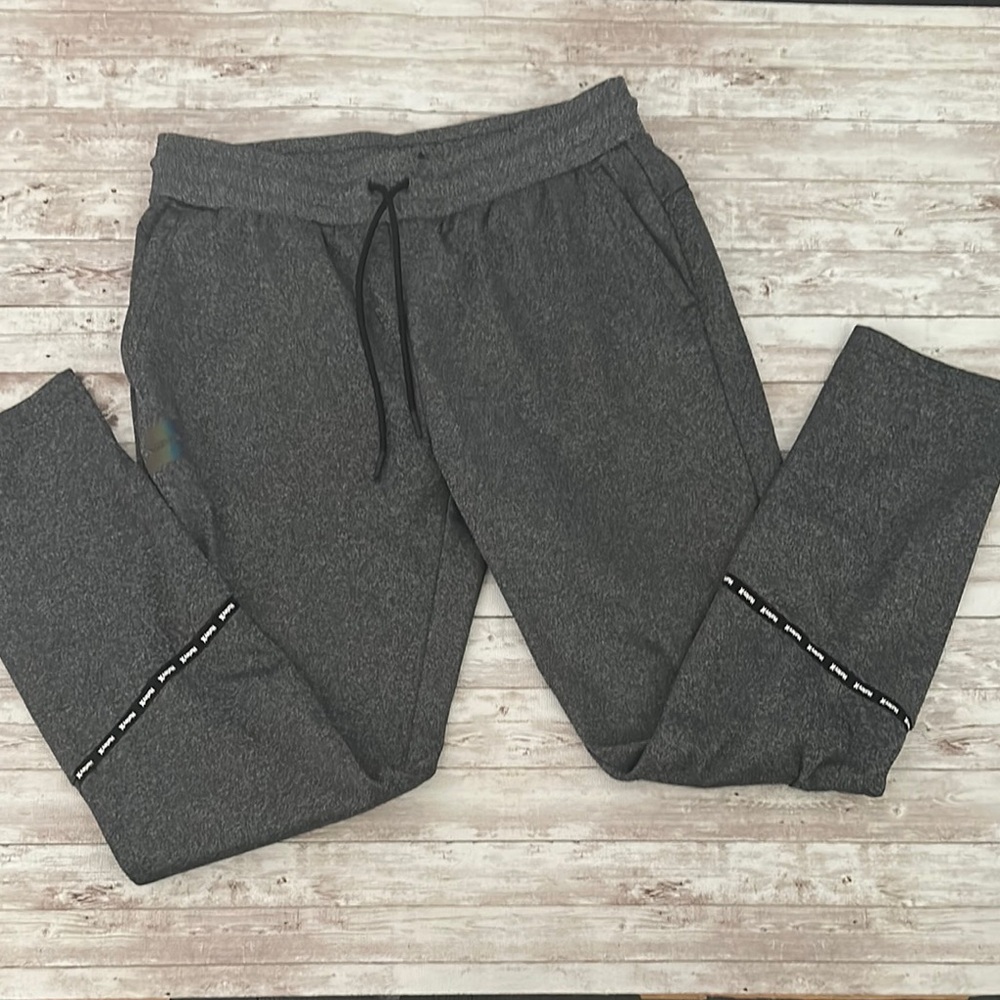 Hurley Gray Sweatpants with Tapered Leg and Metal Details